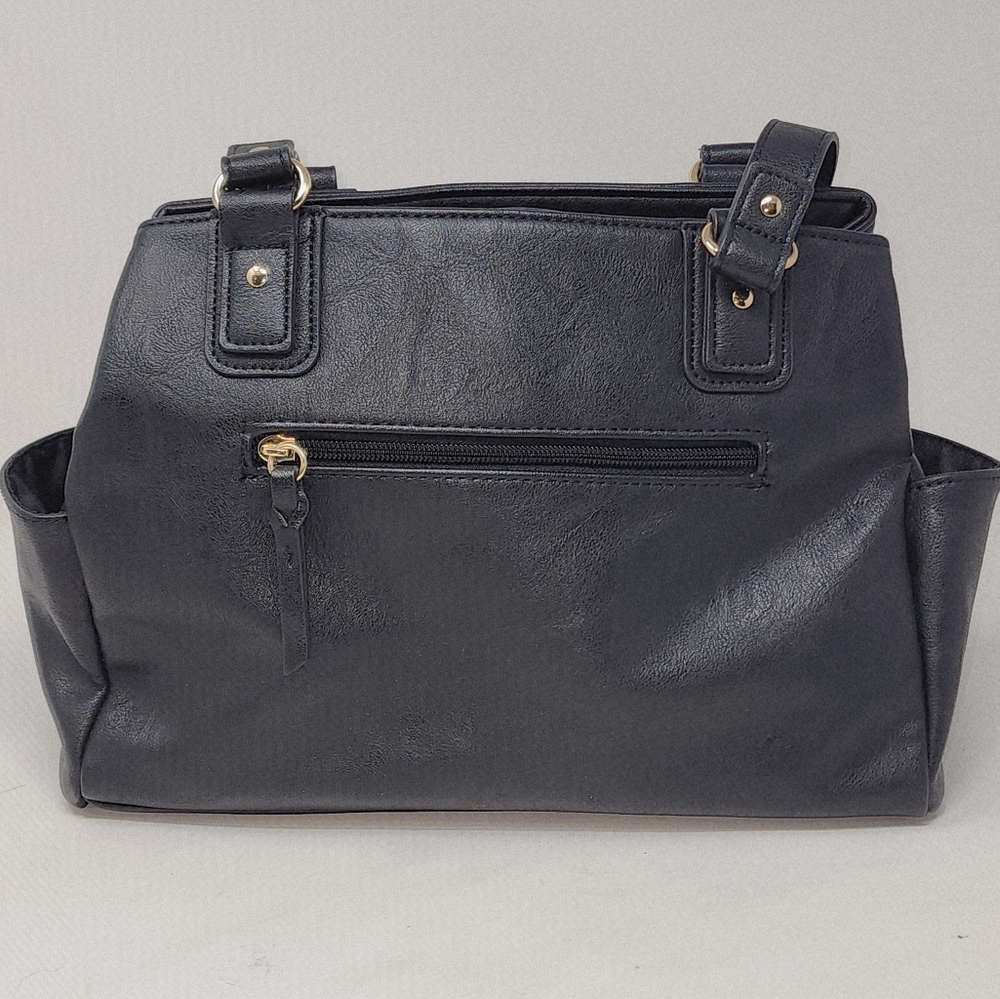 INC International‎ Concepts Core Riverton Satchel Black Faux Leather Bag